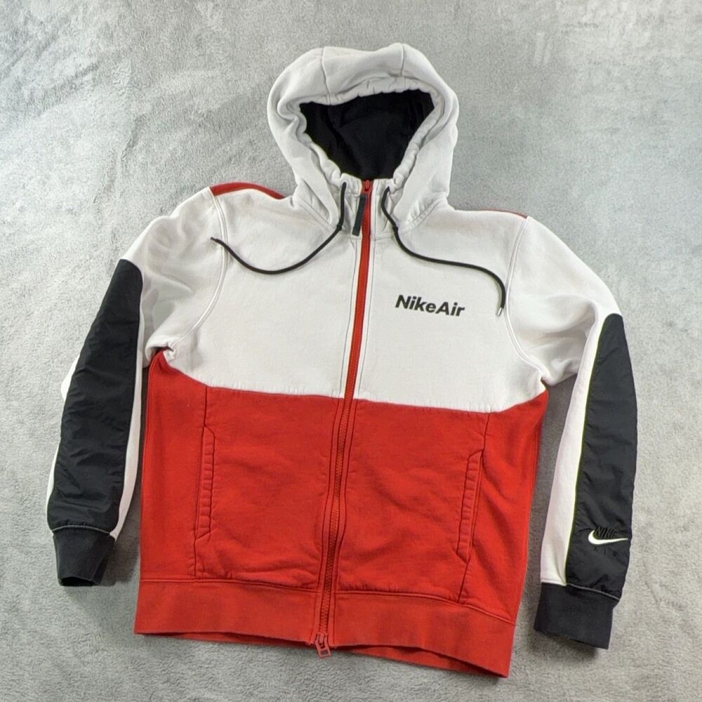 Nike Air Men's Full Zip Hoodie DJ0450-100 Fleece Sweatshirt White Size S